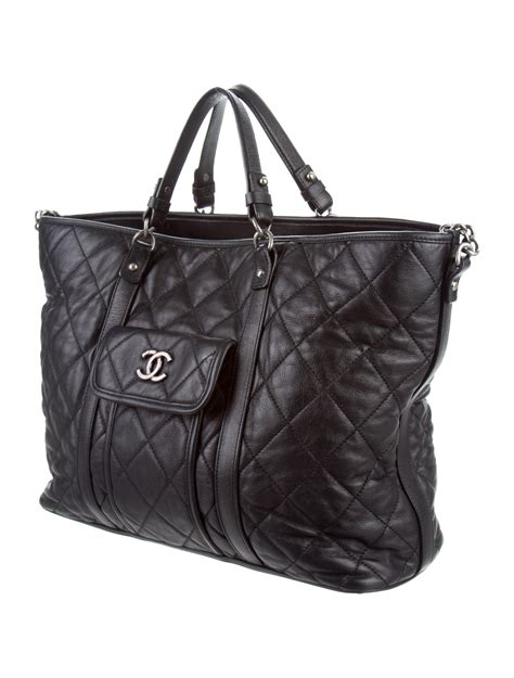 chanel tote black bag|large zipped shopping bag chanel.